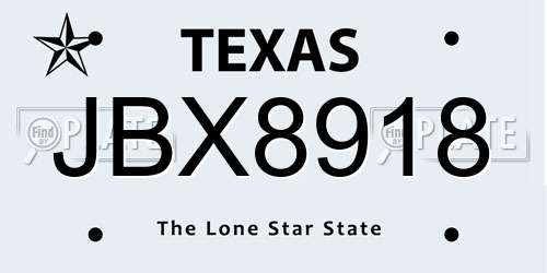 JBX8918 Texas License Plate