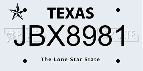 JBX8981 Texas License Plate