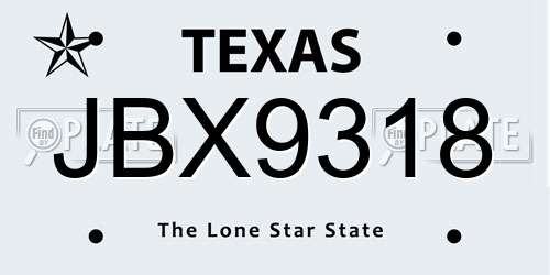 JBX9318 Texas License Plate
