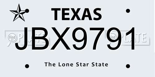 JBX9791 Texas License Plate