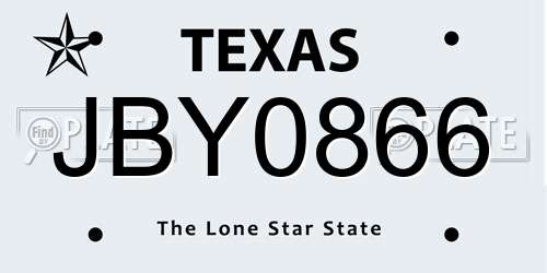 JBY0866 Texas License Plate