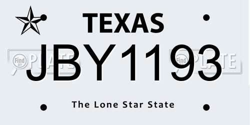 JBY1193 Texas License Plate