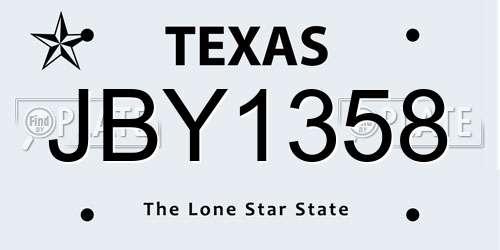 JBY1358 Texas License Plate
