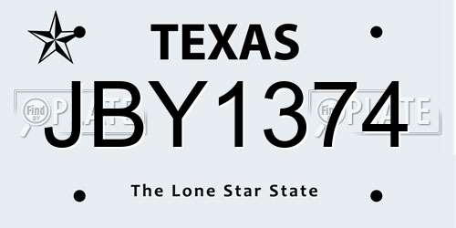 JBY1374 Texas License Plate