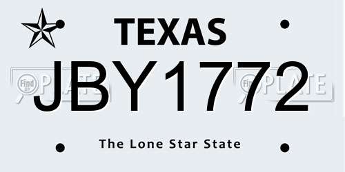 JBY1772 Texas License Plate