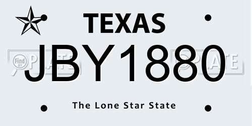 JBY1880 Texas License Plate
