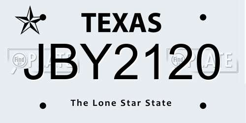 JBY2120 Texas License Plate