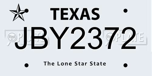 JBY2372 Texas License Plate