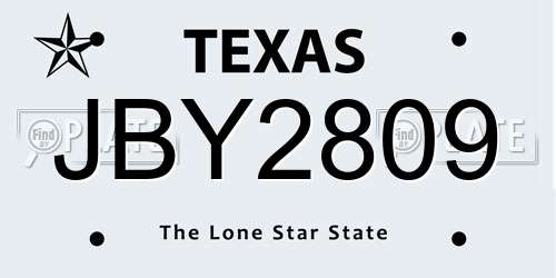 JBY2809 Texas License Plate