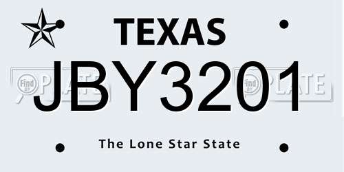 JBY3201 Texas License Plate