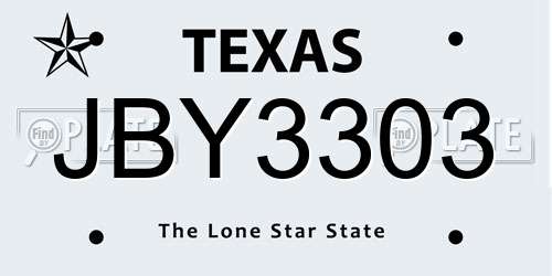 JBY3303 Texas License Plate