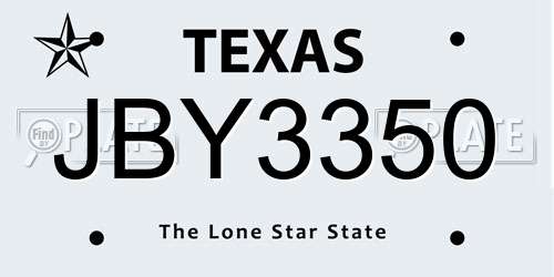 JBY3350 Texas License Plate