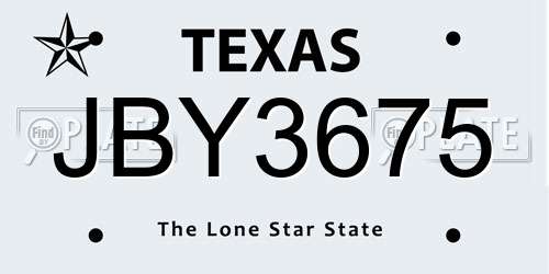 JBY3675 Texas License Plate