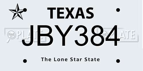 JBY384 Texas License Plate
