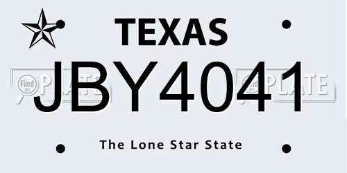 JBY4041 Texas License Plate