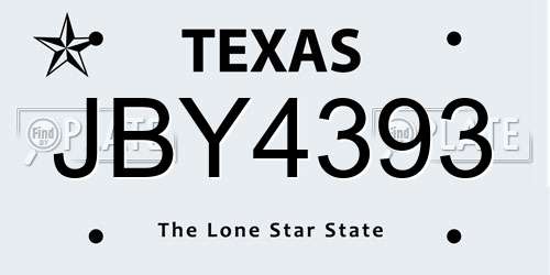 JBY4393 Texas License Plate