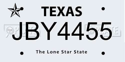 JBY4455 Texas License Plate