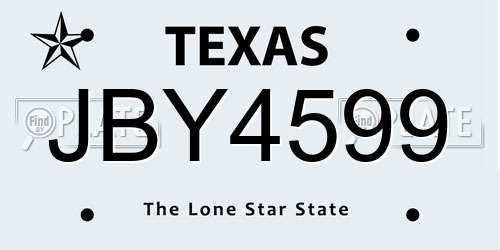 JBY4599 Texas License Plate