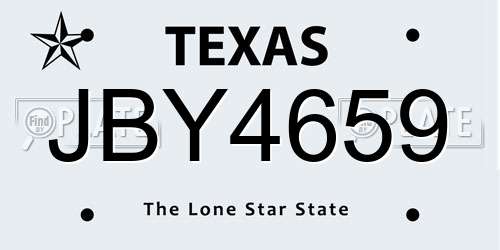 JBY4659 Texas License Plate