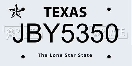 JBY5350 Texas License Plate
