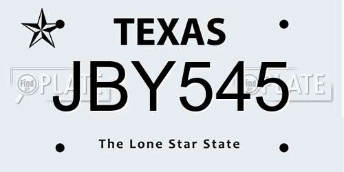 JBY545 Texas License Plate