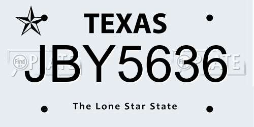 JBY5636 Texas License Plate