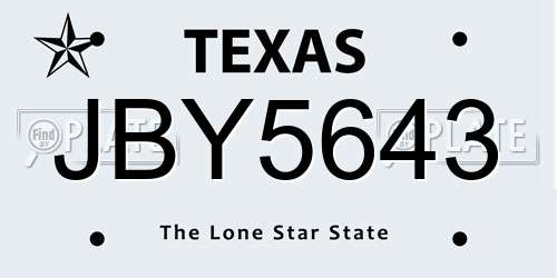 JBY5643 Texas License Plate