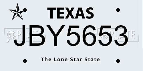 JBY5653 Texas License Plate