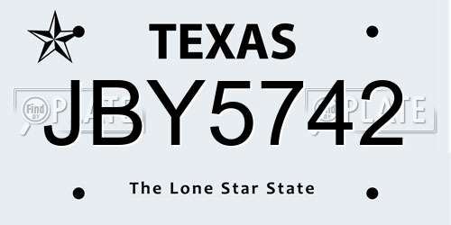 JBY5742 Texas License Plate