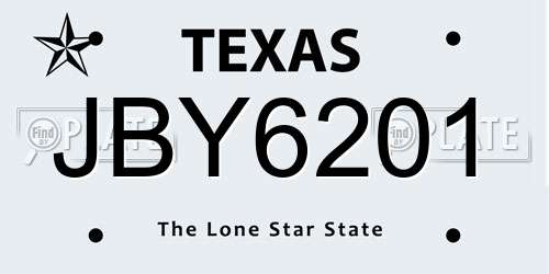 JBY6201 Texas License Plate