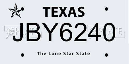 JBY6240 Texas License Plate