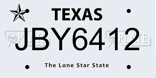 JBY6412 Texas License Plate