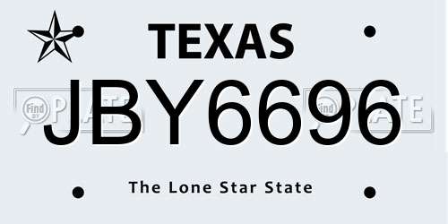 JBY6696 Texas License Plate