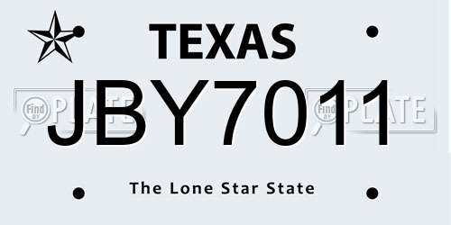 JBY7011 Texas License Plate