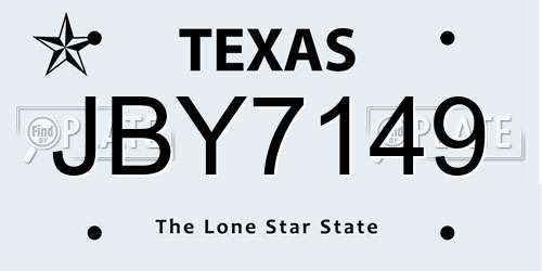 JBY7149 Texas License Plate
