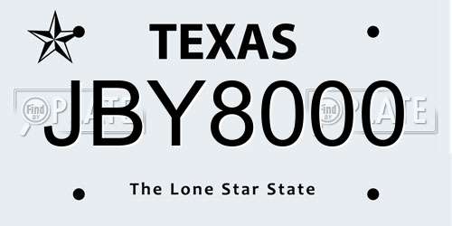 JBY8000 Texas License Plate
