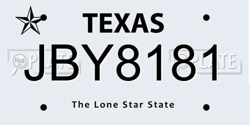 JBY8181 Texas License Plate