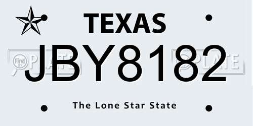 JBY8182 Texas License Plate