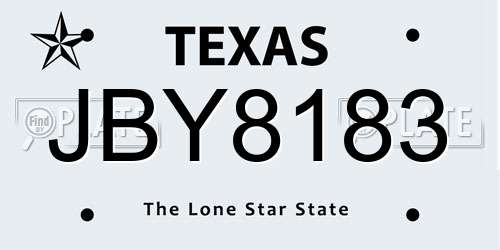 JBY8183 Texas License Plate