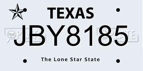JBY8185 Texas License Plate