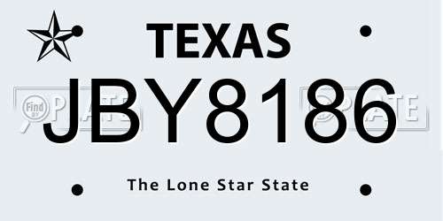 JBY8186 Texas License Plate