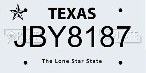 JBY8187 Texas License Plate