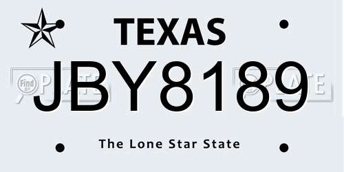 JBY8189 Texas License Plate