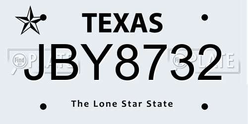 JBY8732 Texas License Plate