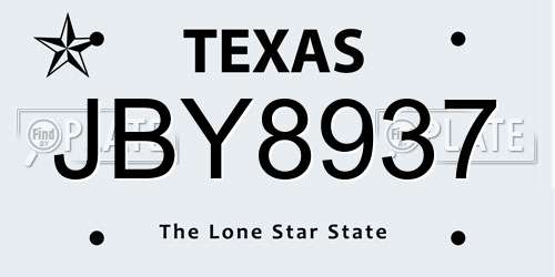 JBY8937 Texas License Plate