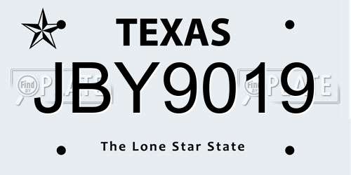 JBY9019 Texas License Plate