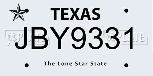 JBY9331 Texas License Plate