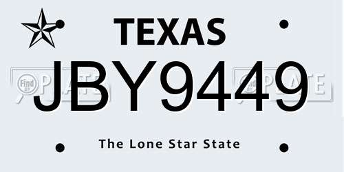 JBY9449 Texas License Plate
