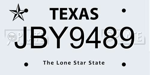 JBY9489 Texas License Plate