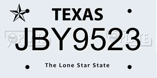 JBY9523 Texas License Plate